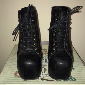 Jeffrey Campbell black leather Lita boot size 8 US